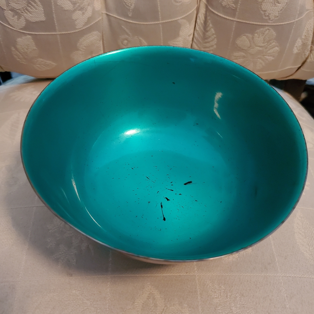 Reed & Barton Antique Teal and Silver Bowl